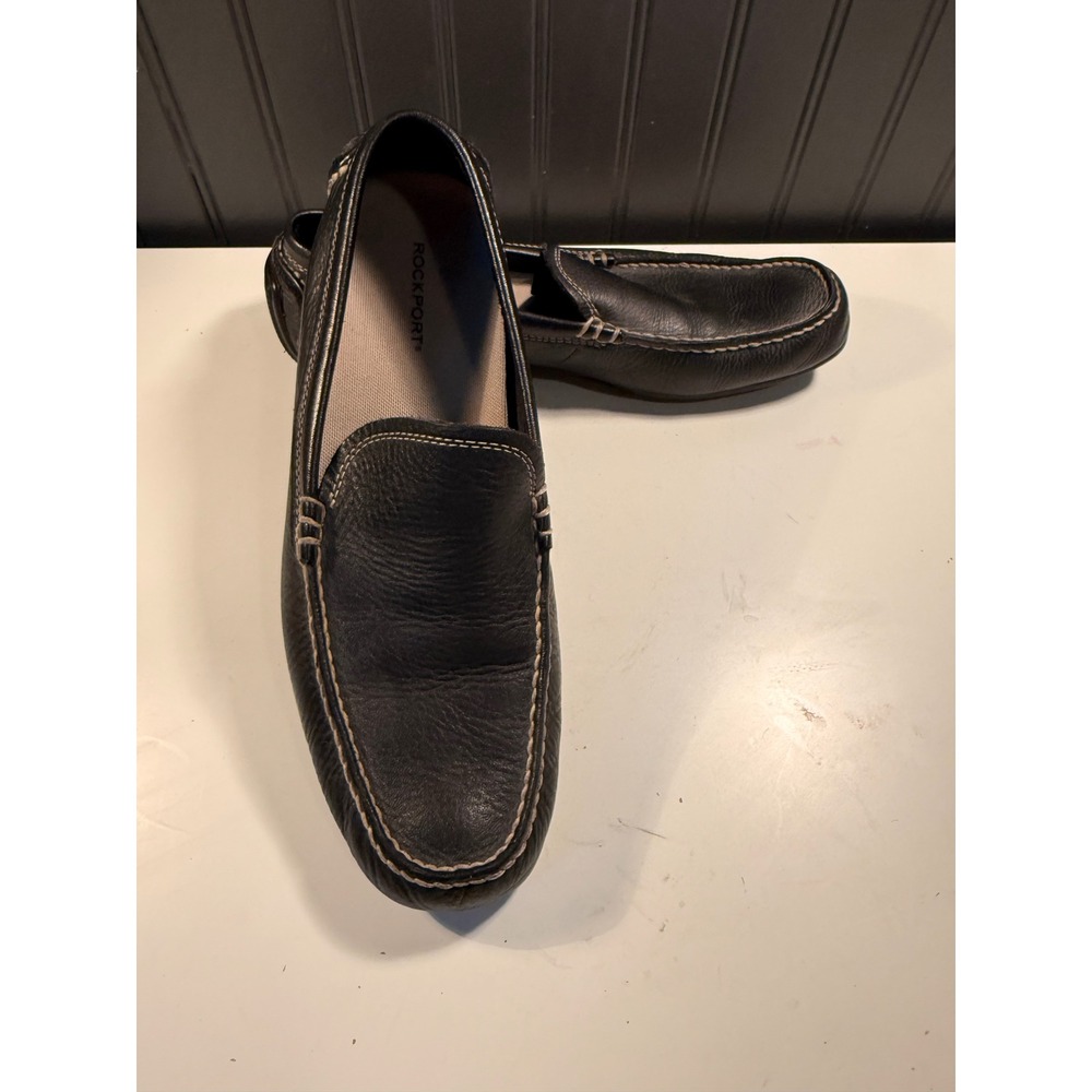 Rockport Mens Black Leather Loafers Driving Mocs APM7267A Size 11M